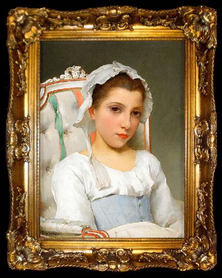 framed  Hugo Salmson Ung fransk flicka sittande i Louis XVI, ta009-2